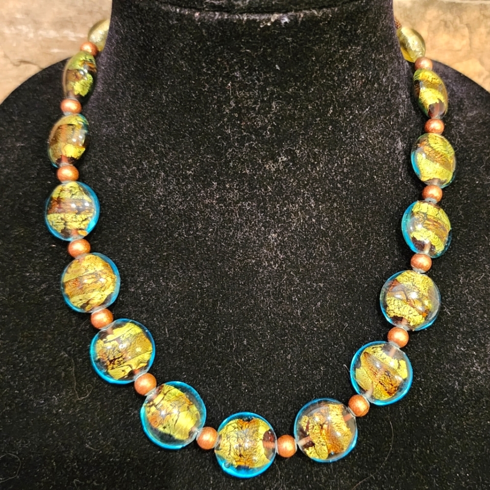 New Stunning Multi-Color Glass Stone Necklace